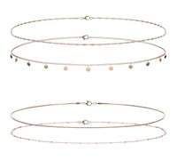 Wanmu Lot de 4 chaînes de taille dorées pour femme - 14 carats - Réglables - Sexy - Perles de ventre satellites étanches, taille unique, laiton, Non