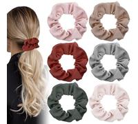 Wanmu Lot de 6 chouchous pour femmes, sans plis pour filles, jolis grands chouchous en coton pour tous les types de cheveux, sans dommages (6 couleurs)