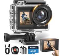 WANNTO Action Cam 5K 24MP Motion 5 Pro 40M Caméra sous-marine Ultra HD Écran tactile 170 ° Grand Angle Stabilisation EIS avec microphone externe Carte mémoire U3 64 Go