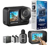 WANNTO Caméra Sport Motion Max 5K 30MP, IPX8 étanche Jusqu’à 20 m, Caméra sous-Marine WiFi EIS Double Écran, avec Microphone sans Fil 2-en-1 Télécommande 2 Batteries (Motion Max)
