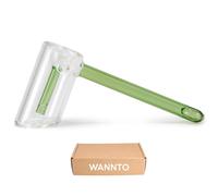 WANNTO Mini Bong en Verre en Forme de Marteau, 15,5cm en Borosilicaté avec Embout Long et Trou Latéral, Bong en Verre Fait Main pour Fumée Douce