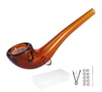 WANNTO Pipe en Verre Longue - Courbe en Verre Borosilicate avec Crochets pour Filtre, Outil Multifonction, Brosse, 10 Filtres & Boîte de Rangement (Marron)