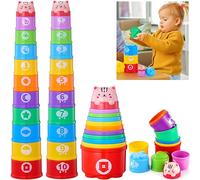 Wanonoo Ensemble de Tasses à Empiler pour Bébé, Jouets d'Empilage et d'Empilement pour Tout-Petits de 1 à 3 Ans, Jouets Montessori pour Bébés de 1 An, 6-12-18 Mois, Blocs Numériques Empilables pour le