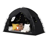 WANRU Tente de lit double - Espace de couchage intimité avec design occultant, tente de lit d'intérieur respirante et portable pour transition des tout-petits, utilisation au sol de la chambre de