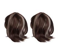 WanShi 2X Femmes Cosplay Perruque Filles Heteros Moyen Cheveux Longs avec Une Frange Mixte D'or + Brown
