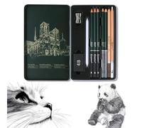 Wanshixiang Coffret Dessin 10 Pcs Professionnel, Crayons Graphite à Croquis, Kit Complet Débutant & Professionnel