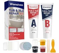 Wansiven Kit de réparation pour carrelage de baignoire - Émail blanc - Kit de réparation de carrelage en marbre et céramique - Pour réparer les rayures, les trous, les fissures - Avec pâte de peinture