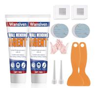 Wansiven Pâte de réparation murale, enduit de rebouchage, kit de mastic mural blanc imperméable pour le remplissage et des surfaces en plâtre avec grattoir et tampon de réparation (100 g) (2)