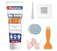 Wansiven Pâte de réparation murale, enduit de rebouchage, kit de mastic mural blanc imperméable pour le remplissage des fissures et des surfaces en plâtre avec grattoir et tampon de réparation (100 g)
