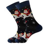 Wansruee Chaussettes de Noël pour homme, chaussettes de Noël en coton pour homme, cadeaux Père Noël, B7 Santa Navy, taille unique