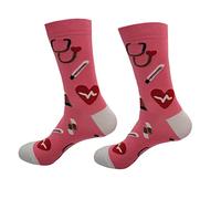 Wansruee Chaussettes unisexes sur le thème des médecins, infirmières, hôpitaux, chaussettes fantaisie amusantes pour homme et femme, rose, taille unique