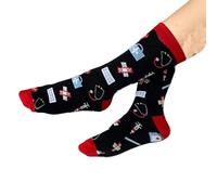Wansruee Chaussettes unisexes sur le thème des médecins, infirmières, hôpitaux, chaussettes fantaisie, cadeaux pour homme et femme, Noir , Taille unique