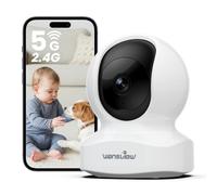 wansview 3K 5MP Camera Interieur - 2.4G/5G Double Bande WiFi Camera Surveillance, Suivi Intelligent 360 degrés, Détection Humaine IA pour Bebe/Chat/Chien connectée Smartphone, Audio Bidirectionnel