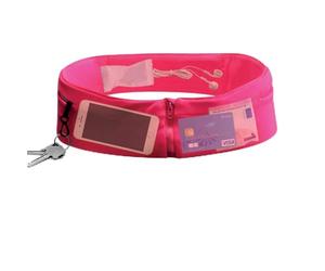 Wantalis Xtens Ceinture de Course Extensible Sac Banane pour Ranger Smartphone, Clefs, Gourde-Running, Fitness, Yoga Mixte Adulte, Rose, FR : M (80 à 90 cm)