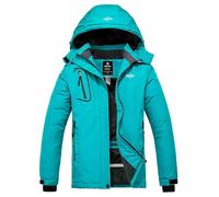 Wantdo Damen Berg Ski Jacke Warmer Winter Fleece Mantel Wasserdichter Atmungsaktive Regenmantel Outdoor Kapuzen Windbreaker Jacken Dunkles Türkis XXL
