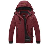 Wantdo Femme Blouson de Ski Hiver Imperméable Veste Isolant Chaude Veste de Sport Voyage avec Capuche Amovible Veste de Snowboard Parka Montagne Rouge Vineux S