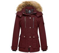 Wantdo Femme Blouson Rembourré Décontracté Veste Matelassée Manteau à Capuche Détachable Blouson Hiver Chaud Veste d'Extérieur Slim Fit Rouge XL