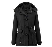 Wantdo Femme Doublure Polaire Manteau Chaud en Coton à Capuche Hiver Parka | Coupe Coupe-Vent,Capuche Amovible,Isolante,Doudoune Matelassée Femme,Coupe Ajustée,Taille Réglable,Longueur Mi-Longue