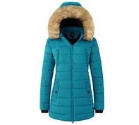 Wantdo Femme Manteau Hiver Chaud Veste Epaisse Manteau à Capuche en Fausse Fourrure Blouson Hiver Chaud Parka Hiver Chaude Multi-Poche Bleu XL