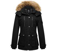 Wantdo Femme Manteau Hiver Chaud Veste Epaisse Manteau à Capuche en Fausse Fourrure Blouson Hiver Chaud Parka Hiver Chaude Multi-Poche Noir XXL