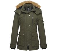 Wantdo Femme Manteau Hiver Chaud Veste Epaisse Manteau à Capuche en Fausse Fourrure Blouson Hiver Chaud Parka Hiver Chaude Multi-Poche