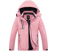 Wantdo Femme Veste de Ski Montagne Hiver Imperméable Veste Isolant Chaude Veste de Sport Voyage avec Capuche Amovible Veste de Snowboard Rose L