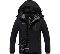 Wantdo Homme Veste de Ski Coupe-Vent Imperméable Manteau Hiver Chaude Grande Taille Polaire Veste Sport Outdoor Montagne Anorak Randonnée Multi-Poches Noir XXL