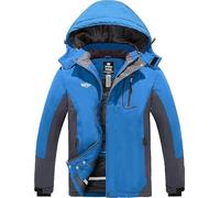 Wantdo Homme Veste de Ski Isolante Imperméable Veste Hiver Chaude Veste de Pluie Coupe-Vent Blouson de Ski Snowboard Veste d'hiver à Capuche Amovible Bleu M