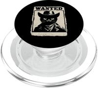 Wanted Black Cat - Poster Humoristique de Cowboy et Chaton PopSockets PopGrip pour MagSafe
