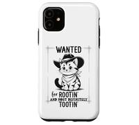 Wanted for Rootin Most Definitely Tootin Cowboy Cat Farting Coque pour iPhone 11