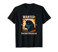 Wanted Unicorn Wrangler Western Poster Licorne T-Shirt