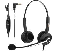 Wantek Casque 2,5 mm Filaire Binaural avec Micro Anti-Bruit, Oreillette de Centre d'appel pour Gigaset Panasonic Cisco Linksys Spa Zultys Téléphone Fixe sans Fil Dect de Bureau