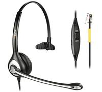 Wantek Casque de téléphone avec microphone antibruit, casque mono RJ9 pour téléphone de bureau compatible avec Yealink T21P T23G T41S T46S T48S Avaya 1608 9608 9611G Grandstream GXP1620 2130 Snom