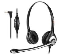 WANTEK Casque de téléphone sans fil avec micro antibruit Fiche jack de 2,5 mm Pour téléphone fixe Gigaset C430 C610 S850 Panasonic Cisco DECT Téléphones HomeOffice Binaural 602J25D