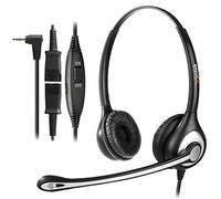WANTEK Casque de téléphone sans fil avec micro antibruit Fiche jack de 2,5 mm Pour téléphone fixe Gigaset C430 C610 S850 Panasonic Cisco DECT Téléphones HomeOffice Dual QD Y602QJ25.
