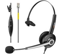 Wantek Casque Téléphone Fixe Monaural avec Micro Anti-Bruit et Contrôle de Volume, Écouteurs de Centre d'appel pour Yealink Avaya Cisco Grandstream Snom Panasonic KXT Téléphoniques IP
