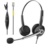 Wantek Casque Téléphone Fixe Monaural avec Micro Anti-Bruit et Contrôle de Volume, Écouteurs de Centre d'appel pour Yealink Avaya Cisco Grandstream Snom Panasonic KXT Téléphoniques IP