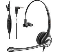 Wantek Casque téléphonique avec Prise Jack 2,5 mm avec Microphone antibruit et contrôle du Volume, Casque téléphonique Fixe sans Fil pour téléphones Gigaset Cisco Polycom DECT (Noir-Mono)