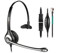 Wantek Casque téléphonique RJ9 avec Micro antibruit + déconnexion Rapide pour Polycom VVX400 VVX410 VVX411 Mitel 5312 5320e Avaya 1120 1408 ShoreTel IP480 NEC Plantronics (600QS2)