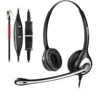 Wantek Casque téléphonique RJ9 avec Micro antibruit + déconnexion Rapide pour Polycom VVX400 VVX410 VVX411 Mitel 5312 5320e Avaya 1120 1408 ShoreTel IP480 NEC Plantronics Landline Deskphones (602QS2)
