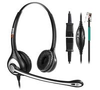 Wantek Casque téléphonique RJ9 avec Micro antibruit + déconnexion Rapide pour Polycom VVX400 VVX410 VVX411 Mitel 5312 5320e Avaya 1120 1408 ShoreTel IP480 NEC Plantronics Landline Deskphones (602QS2)