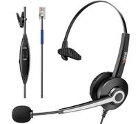 Wantek Casque téléphonique RJ9 Double avec Microphone antibruit, déconnexion Rapide, Casque Filaire pour téléphone Cisco 7940 7942 7960, téléphones IP Plantronics M10 M12 M22 MX10