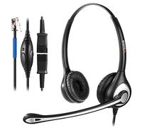 Wantek Casque téléphonique RJ9 Double avec Microphone antibruit, déconnexion Rapide, Casque Filaire pour téléphone Cisco 7940 7942 7960, téléphones IP Plantronics M10 M12 M22 MX10 (Y602QC1)