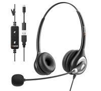 Wantek Casque USB avec Micro Anti-Bruit, Casques PC Filaire Stéréo pour Ordinateur Business Skype Softphone Centre d'appels Bureau Webinaires Cours en Ligne, Conversation Claire