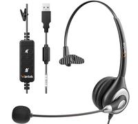 Wantek Casque USB avec Micro antibruit et Commandes Audio, Casque Professionnel pour Ordinateur Portable, Casque USB pour Maison, Bureau, Centre d'appel, Skype, Zoom Webinar, Chat Clair, Super léger