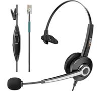 Wantek ShoreTel Polycom NEC Nortel Norstar Casque de téléphone mono avec microphone antibruit, contrôle du volume, Call Center pour téléphones fixes