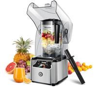 WantJoin Blender professionnel avec blindage, boîtier sonore silencieux, 2200 W, puissance professionnelle puissante et silencieuse, autonettoyant, argenté