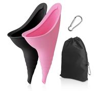 Wantli 2 pcs Urinoir féminin, Pisse Debout Femme, Urinoir Femme Silicone, Reutilisable urinoir, urinoir féminin pliable, Portable pour Voiture, plein air, activités, camping