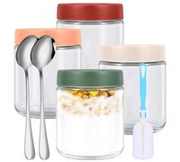 Wantli 4 Pièces 500ml Pots D'avoine pour Nuit, Bocal en Verre avec Couvercle Pour Joint Hermétique, Réutilisable Mason Jars, mason jar pour Avoine Nocturnes, Conservation et Préparation des Repas