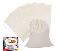 WANTOUTH 6 Pièces Etamine Alimentaire, 40 x 50cm Sac en Mousseline de Coton, Sac en coton avec Cordon de Serrage, Étamine Tissu en Coton Réutilisable et Lavable pour Filtrer Jus, Thé, Fromage, Café